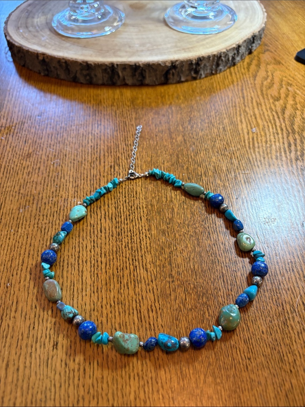 Turquoise & Lapis Stone Beaded Necklace - Women Jewelry